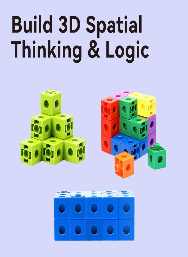 Dotimo kids Dotimo 100PCS Math Linking Cubes, Math Cubes for Kids Ages 4-8, Counting Snap Cubes Manipulatives with 10 Colors, Preschool Learning Activities, Classroom Supplies & Homeschool - Image 2